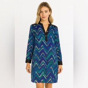 Alice + Trixie Silk‎ Chevron Print Long Sleeve Dress - Size S